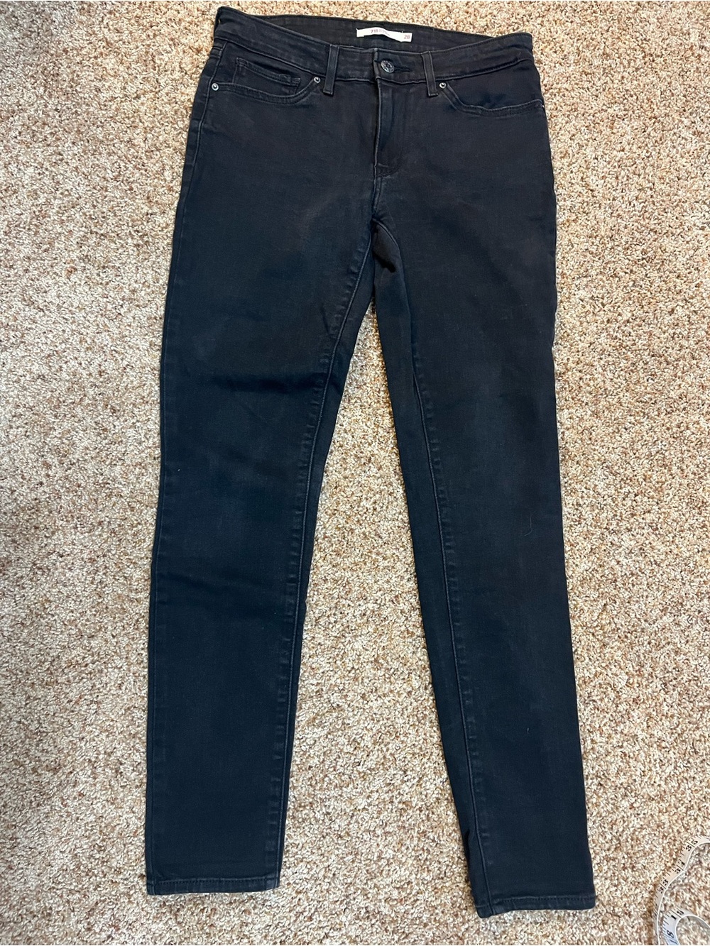 LEVI’S 711 Skinny Jeans Black Size 28 Stretch Denim